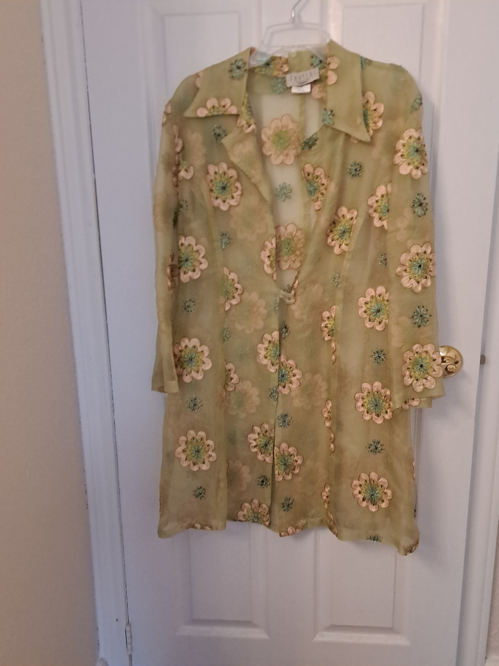 SAATCHI Pale Green Floral Sheer LONG JACKET